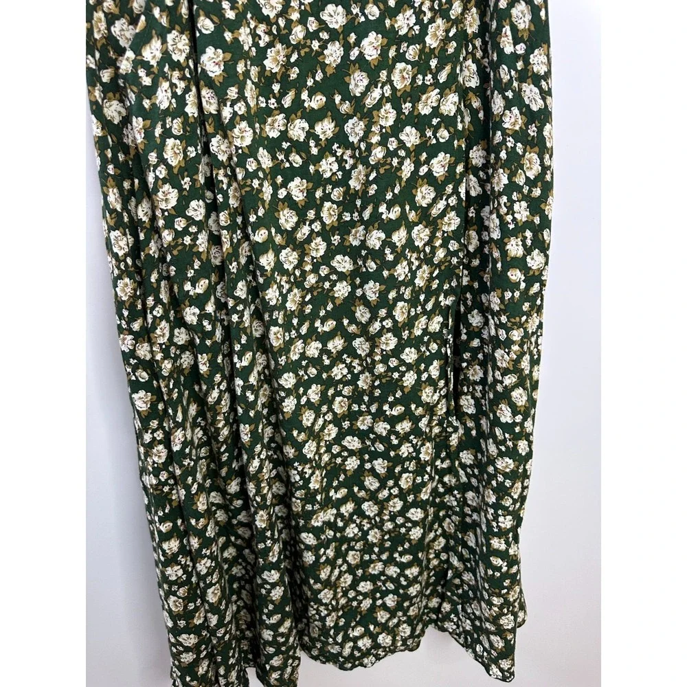 Vintage American Eagle Outfitters Green Floral Maxi Skirt Rayon 90s Boho Medium - Picture 5 of 15